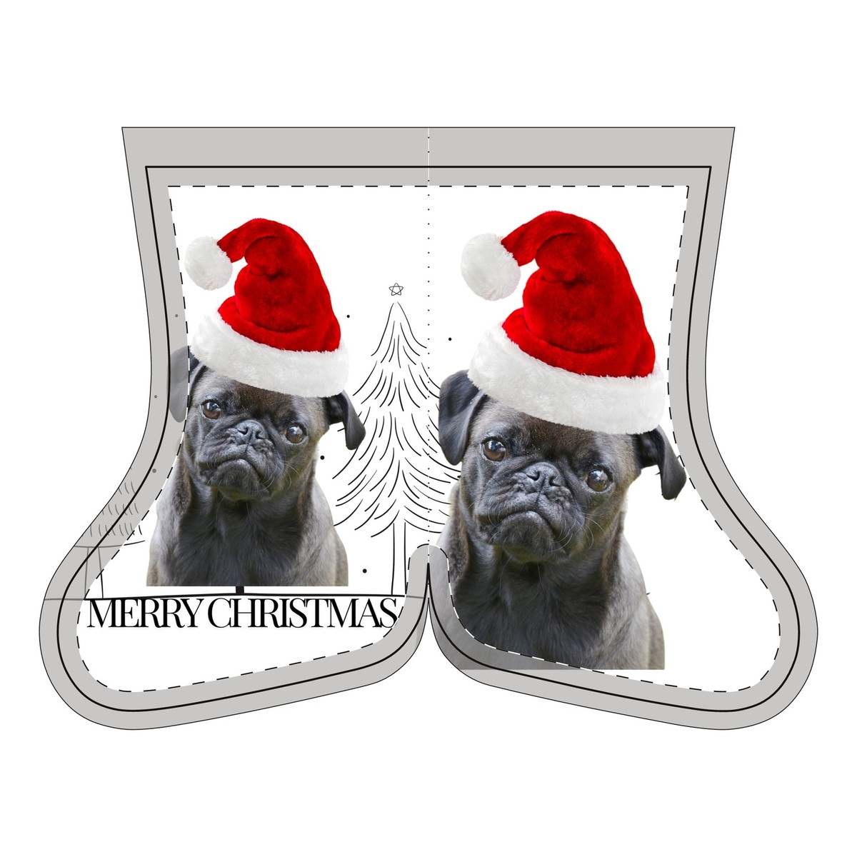 Christmas Sock, Dog Lover Holiday Gift, Polyester Stocking Stuffer,  Christmas