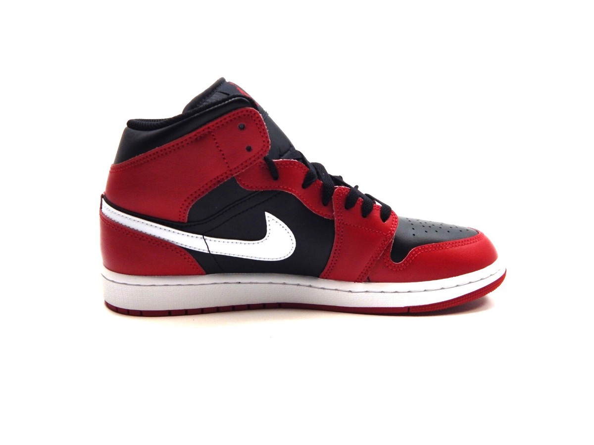 MEN'S AIR JORDAN 1 MID BLACK WHITE GYM RED SHOES DQ8426 061 | eBay