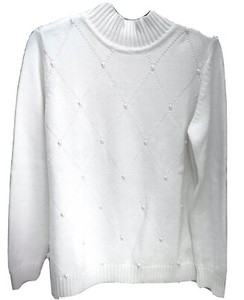 Ladies Liz Claiborne Ivory Beaded Sweater Size PL - NWT
