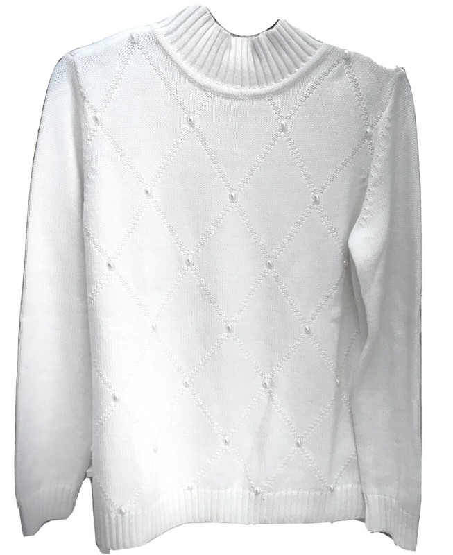 Ladies Liz Claiborne Ivory Beaded Sweater Size PL - NWT