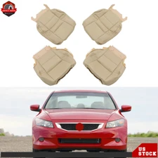 For 2008-2012 Honda Accord Driver+Passenger Bottom Top Leather Seat Cover Tan