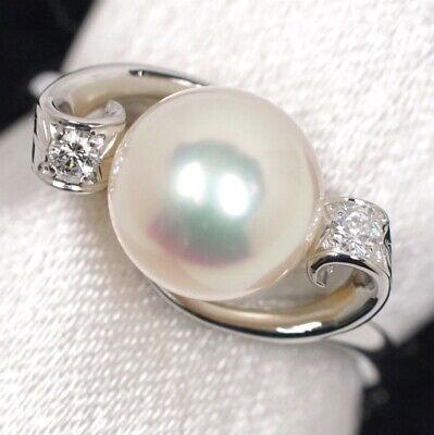 MIKIMOTO Auth Pt 900 Akoya Pearl & Diamond Ring Japanese 10 US 5.5 from  Japan | eBay