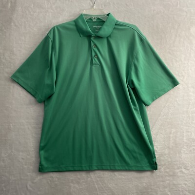 Tommy Armour Mens Polo Shirt Solid Green Large Polyester Short Sleeve  Collar - Main Image