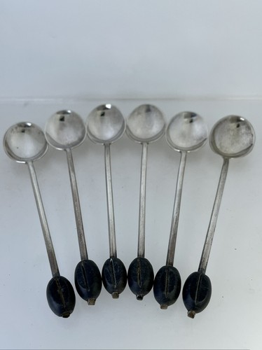 Antique Mappin & Webb Art Deco 1921 Silver Set Coffee Bean Spoons Original Box - Picture 5 of 8