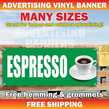 ESPRESSO Advertising Banner Vinyl Mesh Sign coffee buffet bar hot fresh brewed