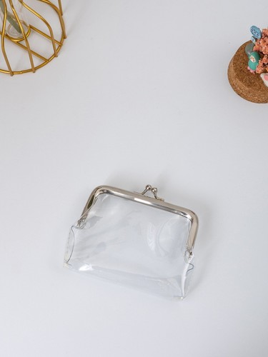 Clear Kiss Lock Coin Purse Change Pouch Card Holder Coin Holder - Picture 6 of 6