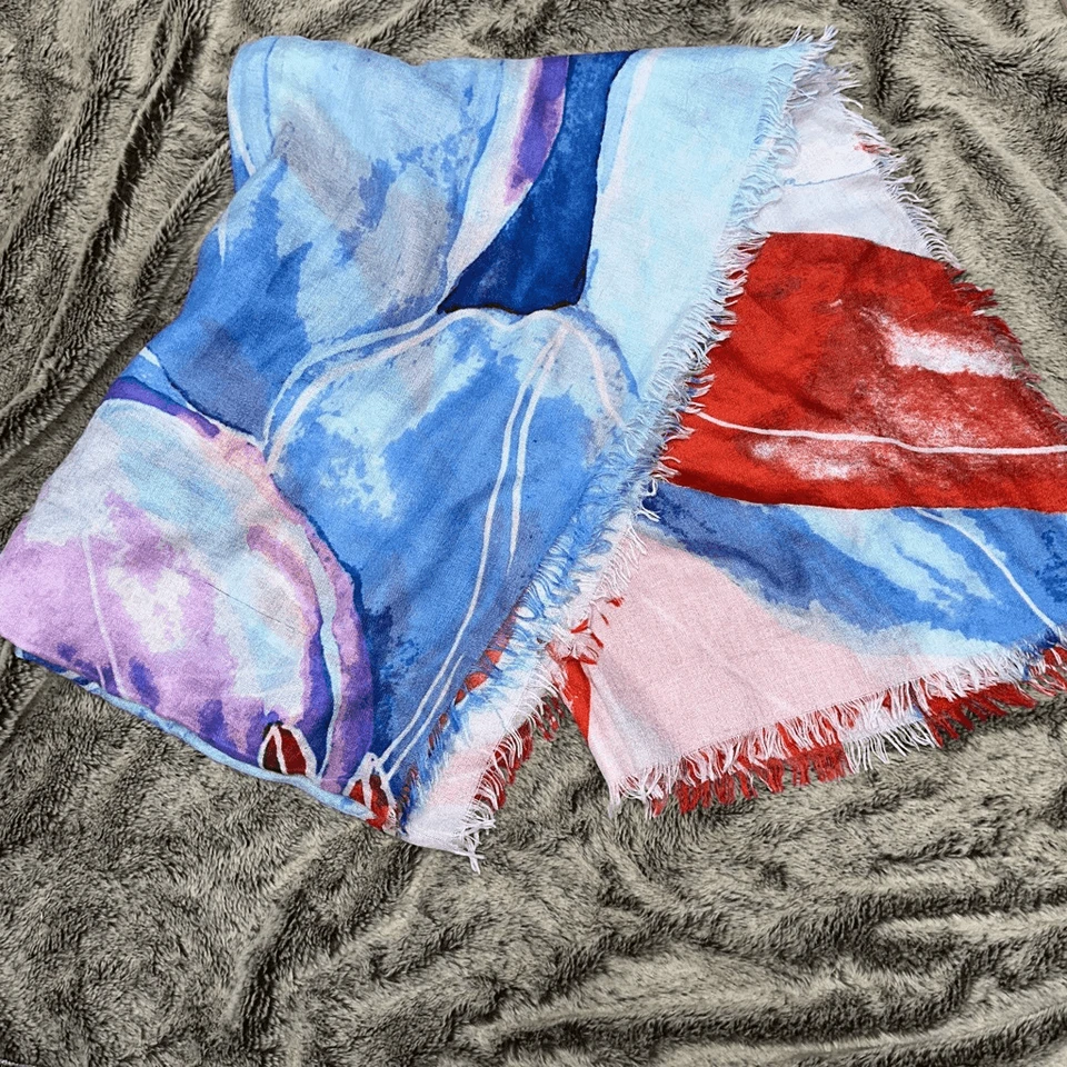 Легкая красная, розовая и синяя пашмина Nordstrom | Размер S - Изображение 2 из 4