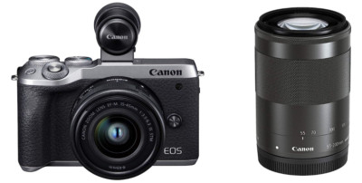 Canon Mirrorless SLR Camera EOS M6 Mark II Double Zoom EVF Kit Silver