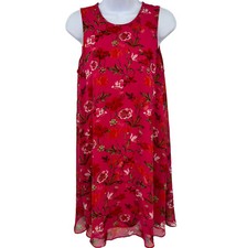 Calvin Klein Floral Dress Womens Size 8 Dark Pink Spring Garden Sleeveless