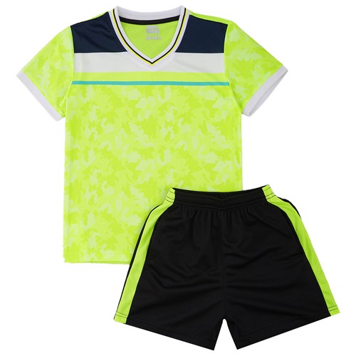 Kids Boys Football Team Uniform Training T-shirt With Shorts V-neck Sports Set - Picture 42 of 61