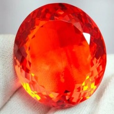 Red Orange Oval Cut 130 Ct Mexican Fire Opal Certified Natural Gemstone