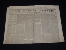 1852 OCTOBER 23 THE WEEKLY HERALD NEWSPAPER - BLACK WARRIOR - CRESCENT- NP 3878W