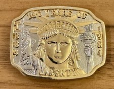 VTG 1984 SILVER GOLD 100 YEARS OF LIBERTY STATUE OF LIBERTY BELT BUCKLE Ltd Ed