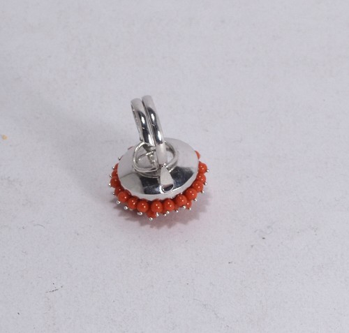 ANELLO CORALLO ROSSO IN ARGENTO 925 RODIATO CON PALLINI 3 mm AGNK 085 - Foto 2 di 3