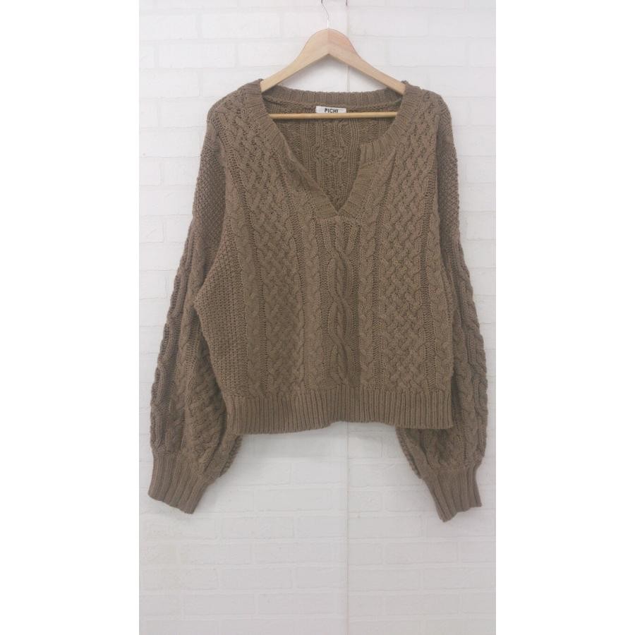 Yohji Yamamoto Knit Sweater Long Sleeve Brown Size M Women Casual