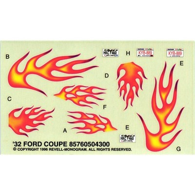 Revell-Monogram 1996 32 Ford Coupe Model Car Decals 85760504300 Hot Rod Flames