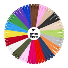 100 PCs Nylon Zippers for Sewing Assorted 9 Inch - Colorful Zippers Sewing Su...