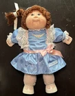 VINTAGE 1987 CABBAGE PATCH KID CORNSILK RED HAIR DIMPLES Blue Dress