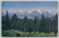 Teton Range Jackson Hole Wyoming Vintage Kodachrome Postcard Scenic View