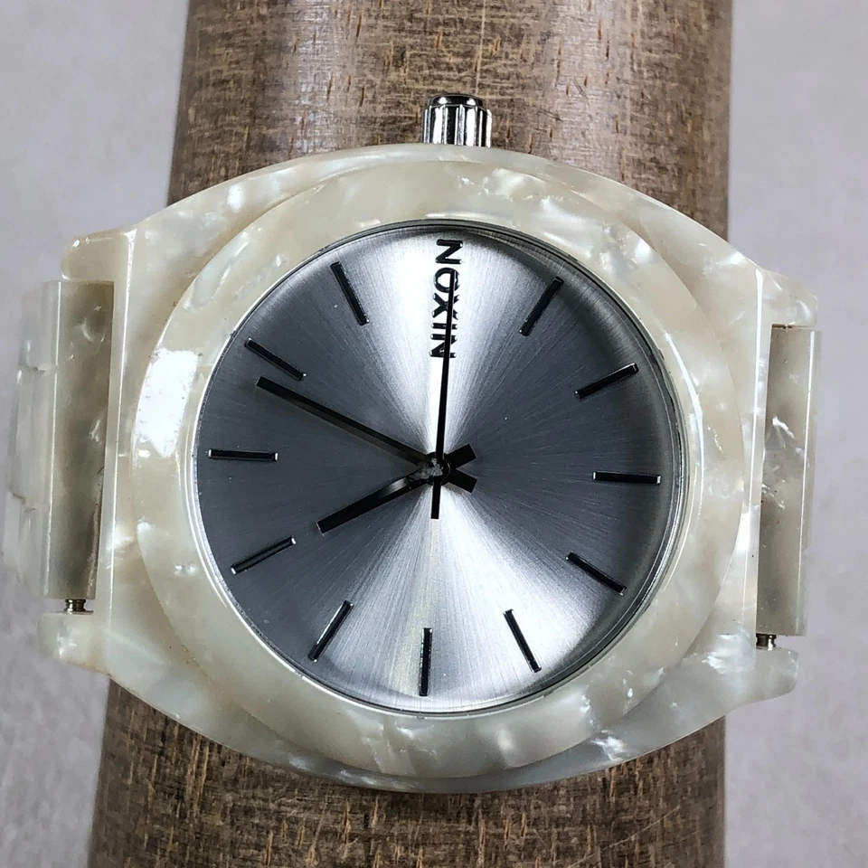 Nixon Time Teller Acetate Women Dress White Ceramic Bracelet Quartz Watch 6" - Image 2 of 4