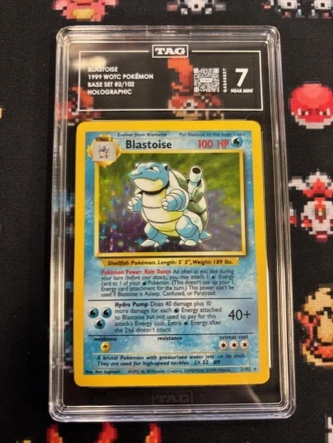 1999 Base Set Blastoise Holo 2/102 TAG 7 GTC5627 TCGG