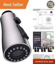 Replacement Kitchen Faucet Head with 3 Function Modes in Elegant Brushed Finish