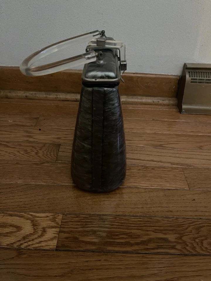 Cartera Lucite Llewellyn Inc. Gris Perlado Mármol Carcasa Dura Años 50 De Colección Foto 2 de 4