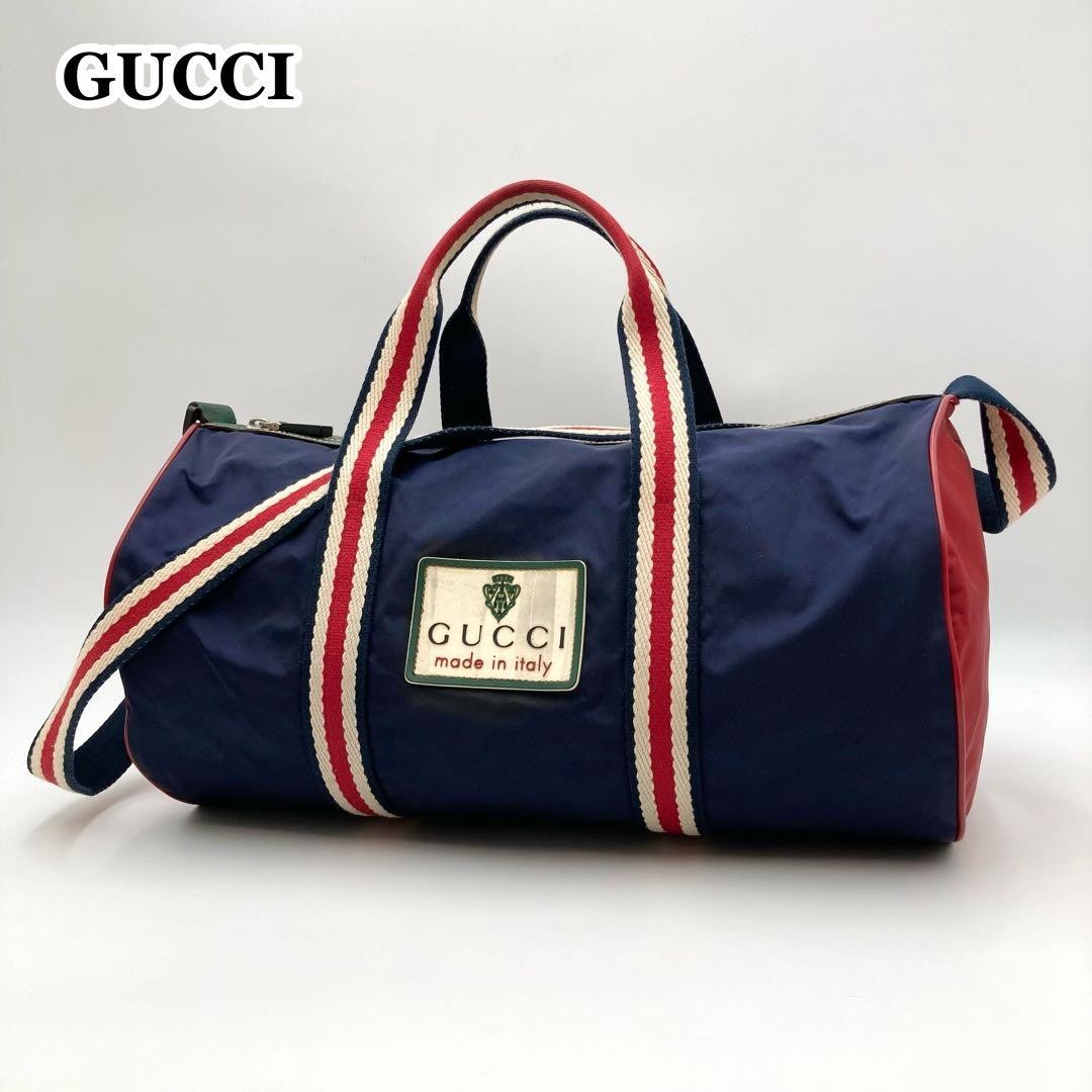 GUCCIシェリー テクノファブリック ダッフルバッグ Rare Gucci Sherry Line Nylon 2Way Mini Boston Duffle Bag Navy USED