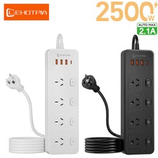 1.8M AU Plug Power Strip Independent Switch Multitap with USB Charging Port