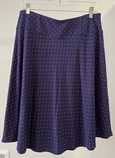 Talbots Size Medium Polka Dot Knee Length Skirt Navy Blue/Red A-Line Stretch