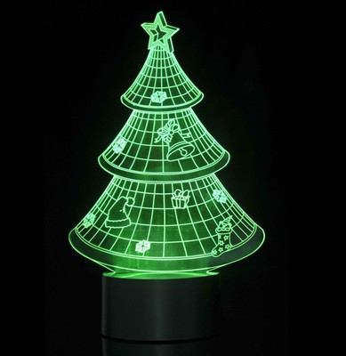 3D Creative Visualization Lamp  Merry Christmas Tree Acrylic Night Light 7 color