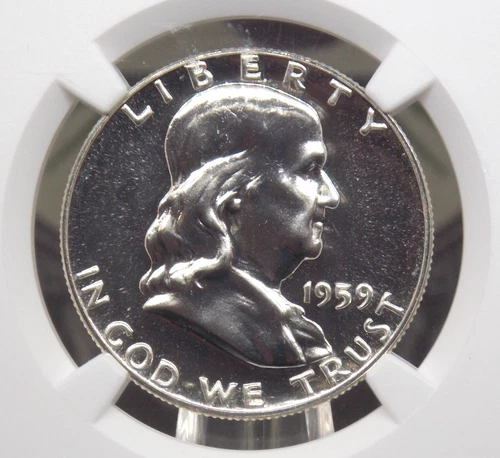 1959 Proof *FRANKLIN* Silver Half Dollar 50c NGC PF68 #020 ECC&C, Inc.