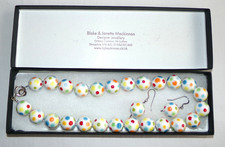Blake & Janette Mackinnon Keramik Perlen Halskette & Ohrringe Set Silber 925 Verschluss