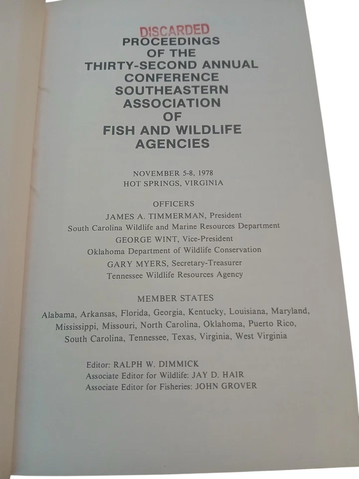 Southeastern Association Of Fish & Wildfire Agencies By Ralph W. Dimmick HC - Image 4 of 4