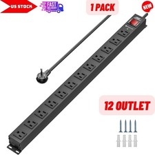 12 Outlet Metal Power Strip, Heavy Duty Surge Protector 2100J, 6Ft 15A/1875W