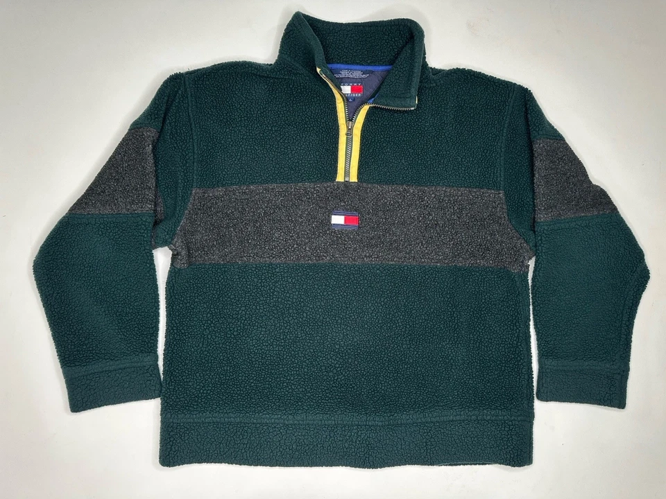 Pullover polar vintage Tommy Hilfiger color bloque bandera logotipo cremallera años 90’s L Foto 2 de 4