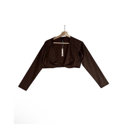 NEW Skims Recycled Swim Underwire Top Womens Sz 3X Cocoa Stretch Long Sleeve