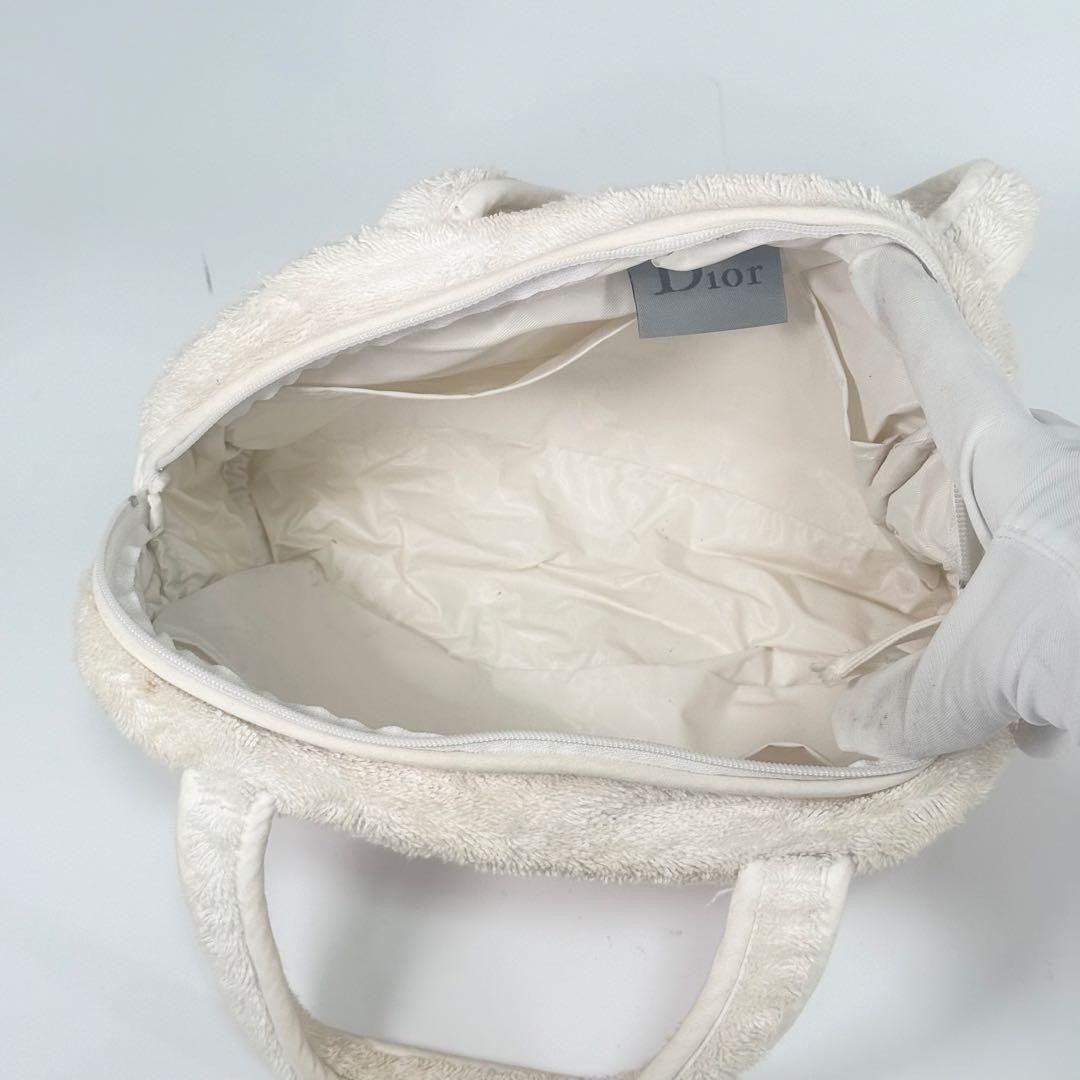 Christian Dior J'ADORE White Terry Cloth Mini Handbag Tote Logo