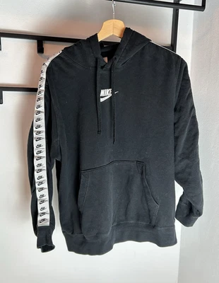 Nike Herren Hoodie Kapuzenpullover Fleece schwarz/weiß Logo-Tape Gr. M - Bild 1 von 4