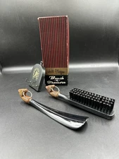 VTG Japan Equestrian Valet Set Horse Head Handles Brush Shoehorn Wall Plaque 