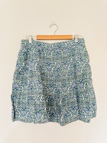 Boden Skirt Size 16 Blue Floral Paisley Full Linen Knee Length Summer - Picture 2 of 7