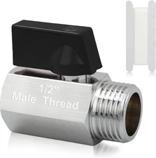 1/2" RV Hot Water Drain Valve - Water Heaters Mini Drain Plug with Tape Brass Re