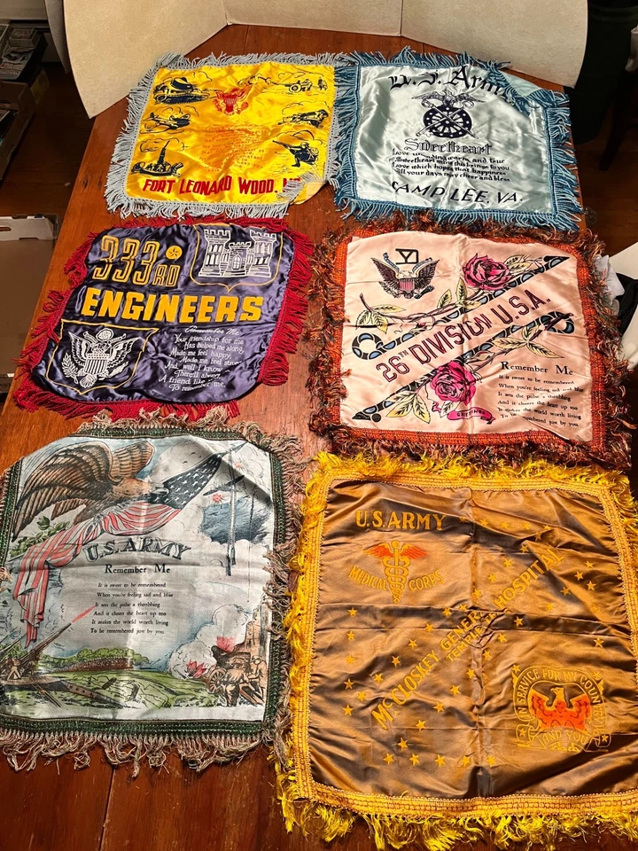 RARE Collection of 36 Silk WW2 Military Pillow Case Shams Navy & Army - Image 4 of 4