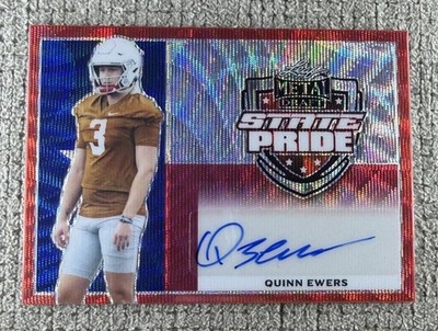 2022 Leaf Metal Draft - State Pride Autographs Quinn Ewers #SP-QE1 Red Wave 3/4