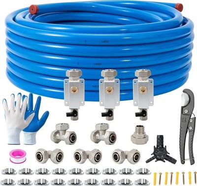 3/4''×100&200&300ft Compressed Air Line Kit for Shop/Garage, Hdpe-Aluminum Rapid