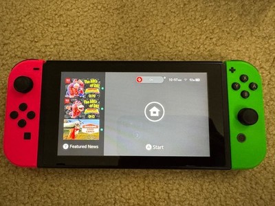 Nintendo Switch Console - Pink&Green Splatoon JoyCons with Satisfye Grip + more