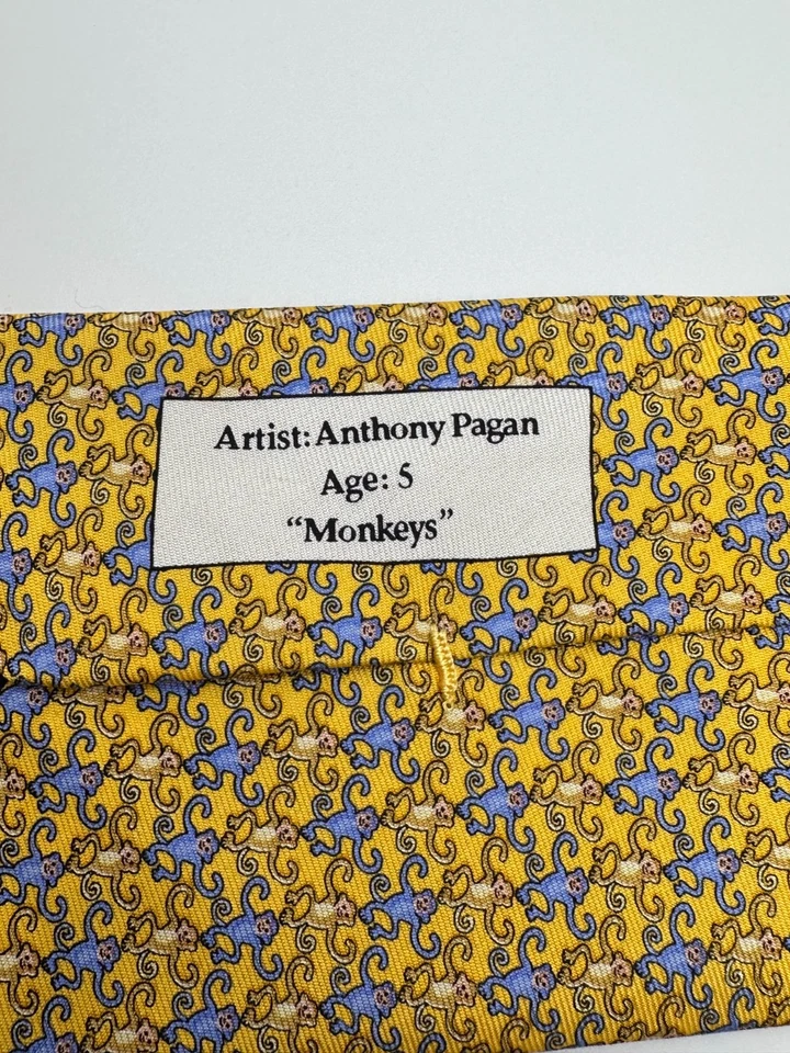 Corbata de seda JoS A Bank The Miracle Collection Monkeys para hombre 59”X 3,75” Foto 3 de 4