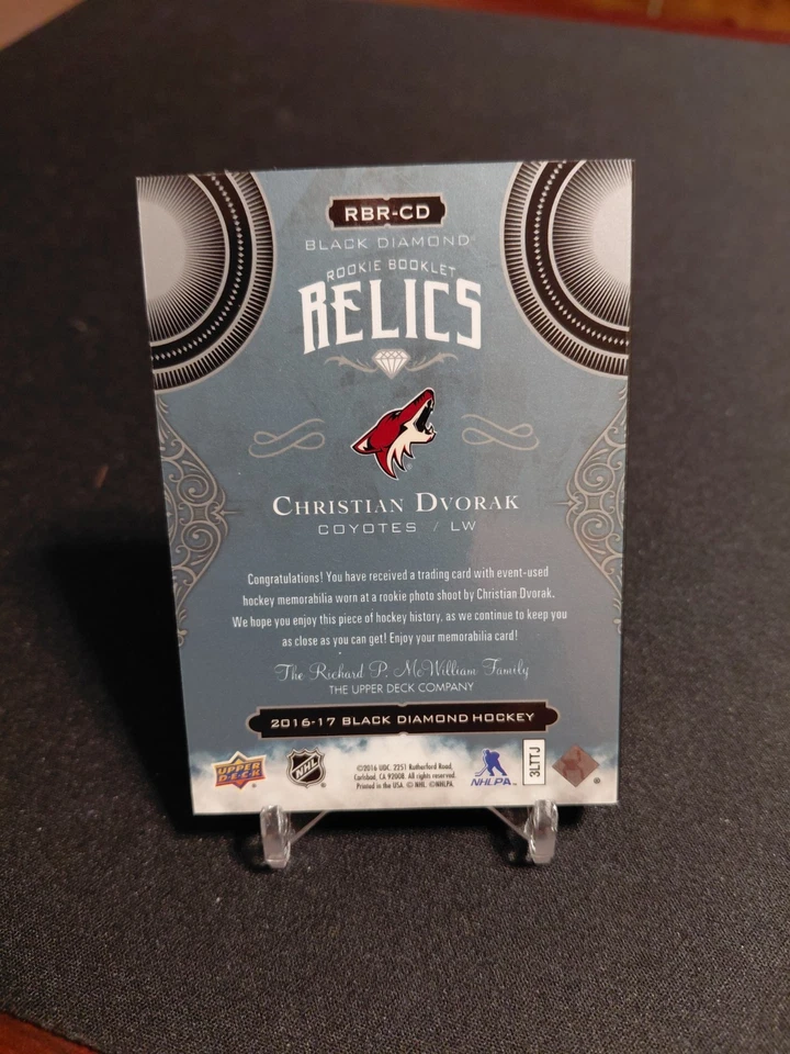 Christian Dvorak Black Diamond Rookie Booklet Relics 109/299 - Image 3 of 3