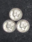 1941 P D S US Mercury Dimes  - 90% Silver