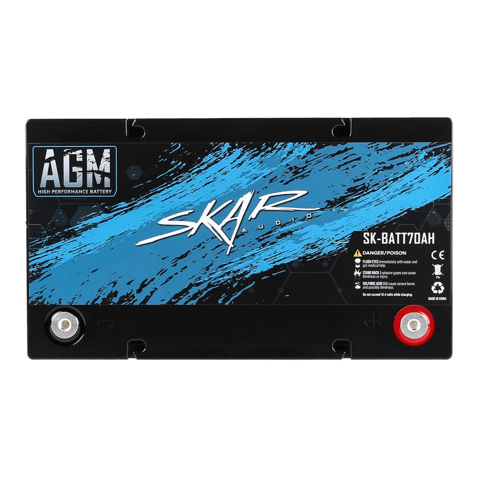 NOVA BATERIA DE ÁUDIO AUTOMOTIVO SKAR AUDIO 12V 70Ah AGM ALTO DESEMPENHO | SK-BATT70AH - Imagem 4 de 4